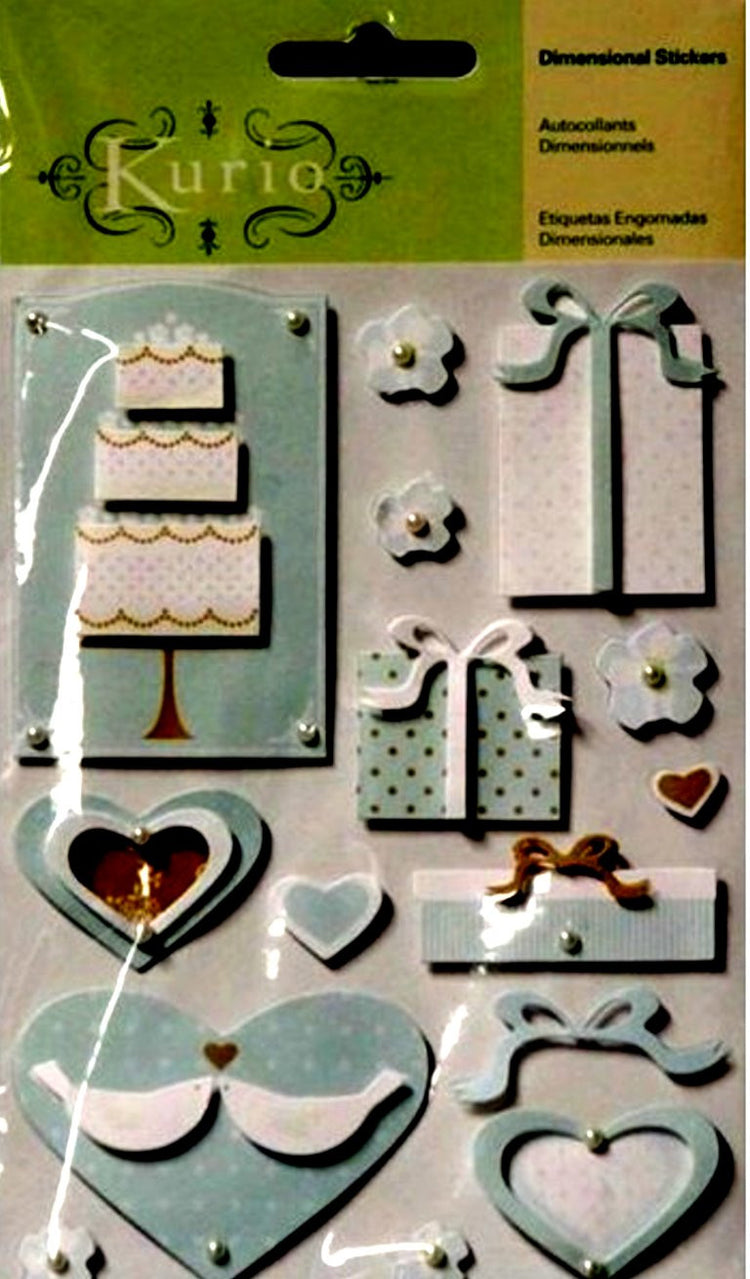 K & Company Kurio Contemporary Wedding Dimensional Glitter Stickers - SCRAPBOOKFARE