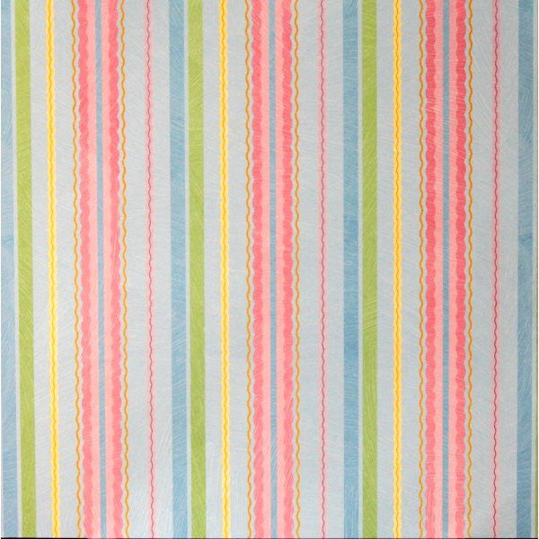 K & Company Tim Coffey 12 x 12 Blue Roses Stripe Printed Flat Scrapbook Paper - SCRAPBOOKFARE