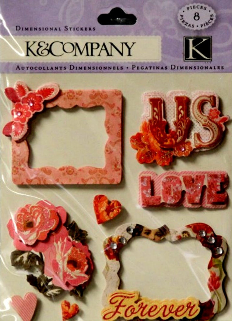 K & Company Sweetheart Frames Dimensional Stickers - SCRAPBOOKFARE