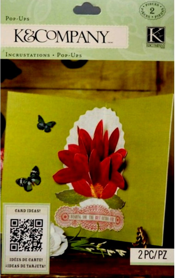 K & Company Beyond Postmarks Large Floral Pop-Ups Embellishments - SCRAPBOOKFARE