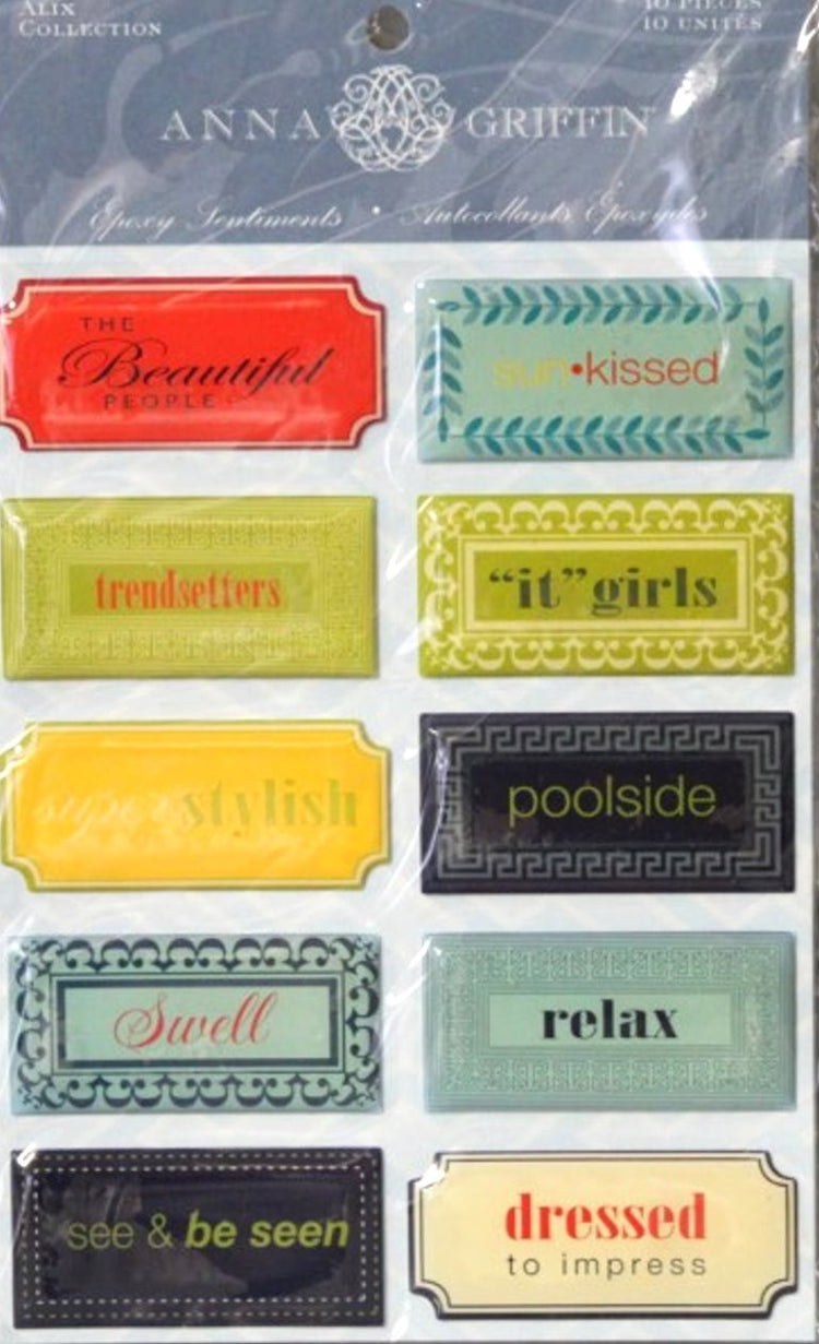 Anna Griffin Alix Collection Epoxy Sentiments Stickers - SCRAPBOOKFARE