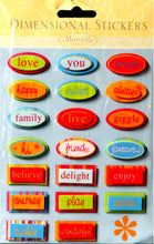 K & Company Marcella K Super Bright Oval Words Dimensional Scrapbook Stickers - SCRAPBOOKFARE