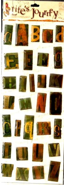 K & Company Life's Journey Clearly Yours Wood Block Type Alphabet Stickers - SCRAPBOOKFARE