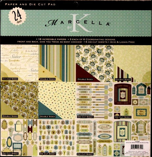 K & Company Marcella K Teal Brown Paper & Die Cut Pad - SCRAPBOOKFARE
