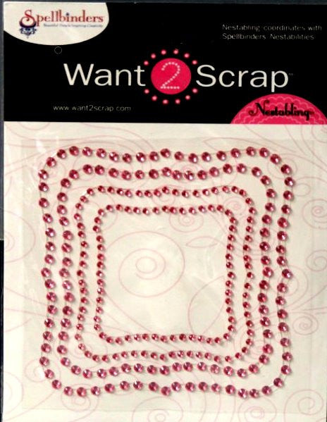 Spellbinders Want 2 Scrap Nestabling Pink Rhinestone Adhesive Frames Embellishments