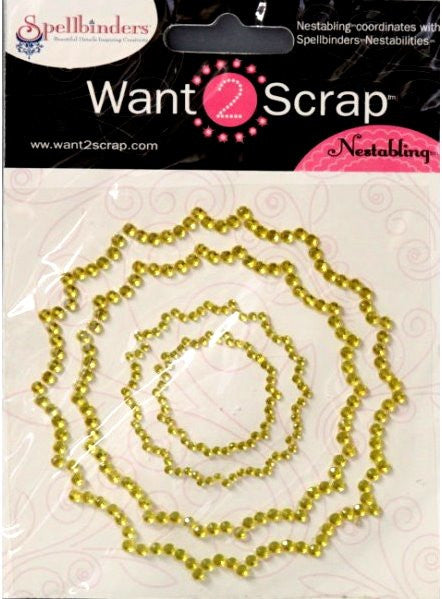 Spellbinders Want 2 Scrap Nestabling Yellow Rhinestone Adhesive Frames Embellishments