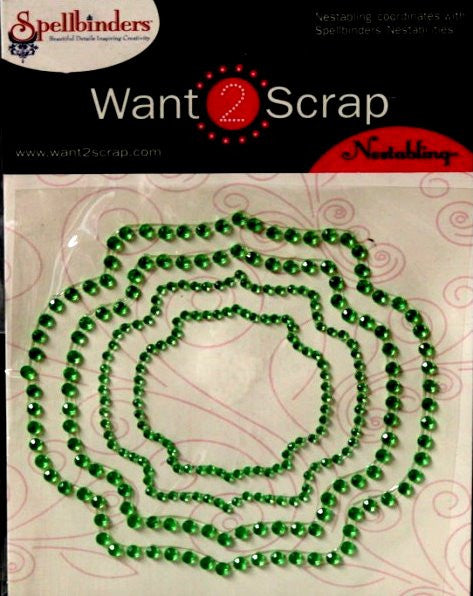 Spellbinders Want 2 Scrap Nestabling Light Green Rhinestone Adhesive Frames Embellishments