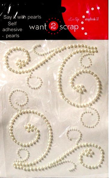 Spellbinders Want 2 Scrap Say It With Pearls Self-Adhesive Swirls, Pearls White Embellishments