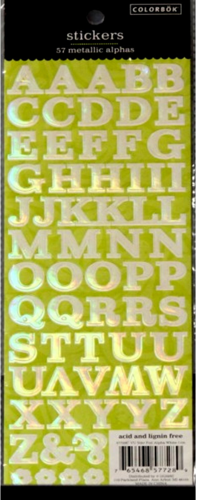 Colorbok White Metallic Foil Alphabet Stickers - SCRAPBOOKFARE