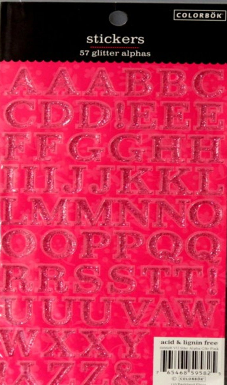 Colorbok Pink Glitter Alphabet Stickers - SCRAPBOOKFARE