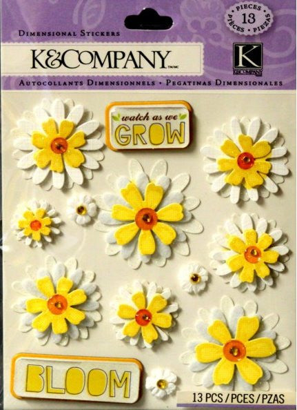 K & Company Daisy Dimensional Stickers - SCRAPBOOKFARE