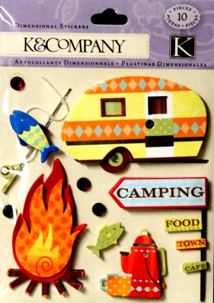 K & Company Camping Dimensional Stickers - SCRAPBOOKFARE