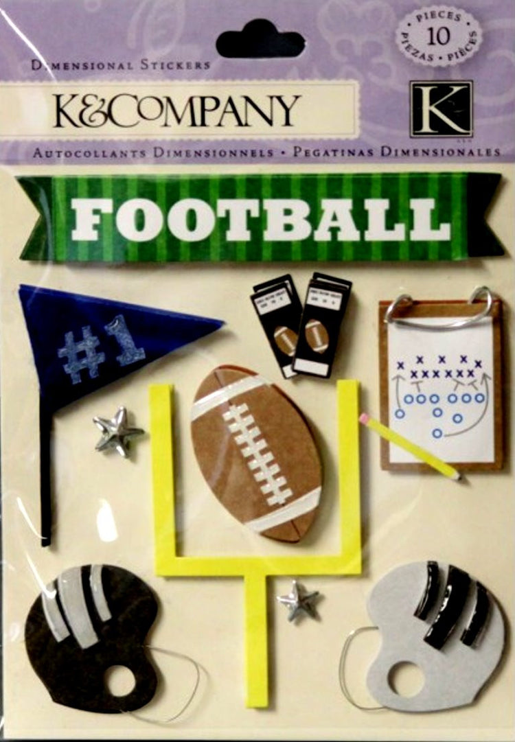 K & Company Game Day Dimensional Football Stickers - SCRAPBOOKFARE