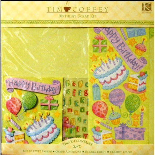 K & Company Tim Coffey 12 x 12 Birthday Scrapbook Pages Kit - SCRAPBOOKFARE