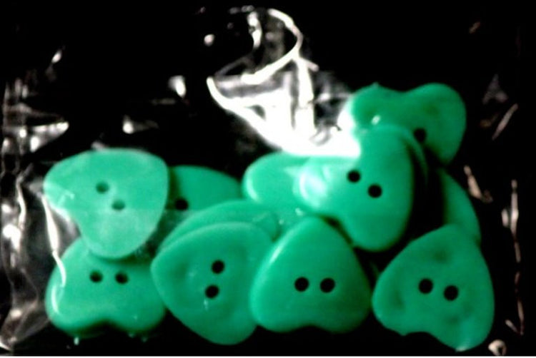 Heart Shaped Baby Green Buttons Embellishments - SCRAPBOOKFARE
