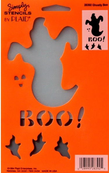 Plaid Simply Stencils Ghostly Boo Halloween Holiday Stencil - SCRAPBOOKFARE