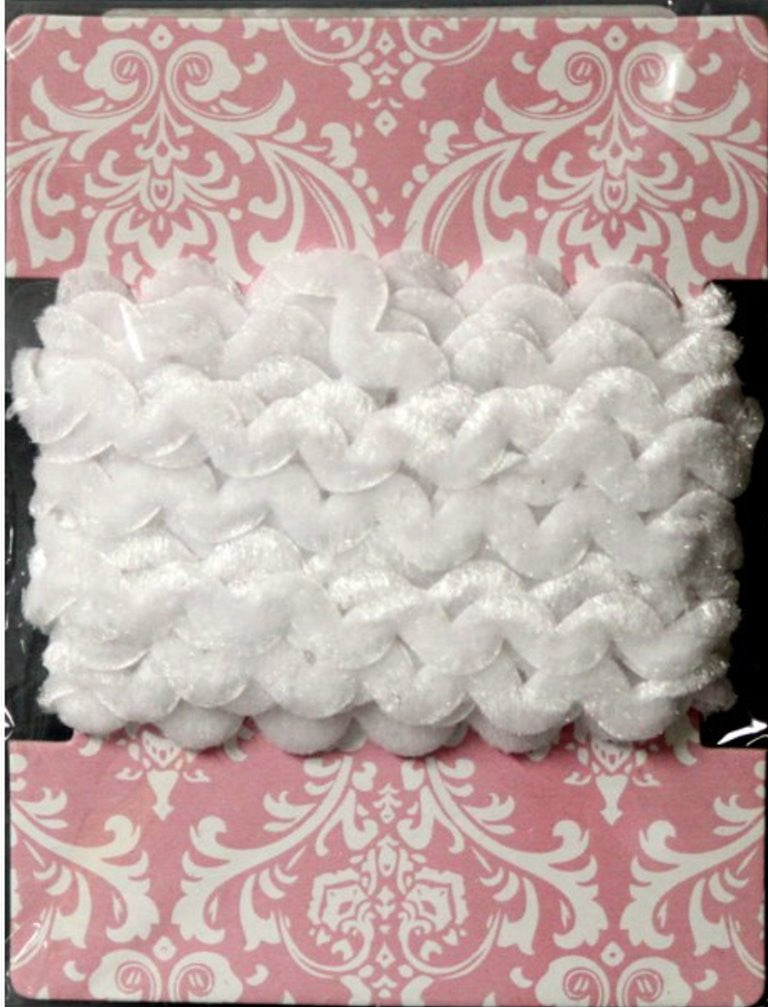 White Crushed Velvet Blushing Blooms Zig Zag Trim