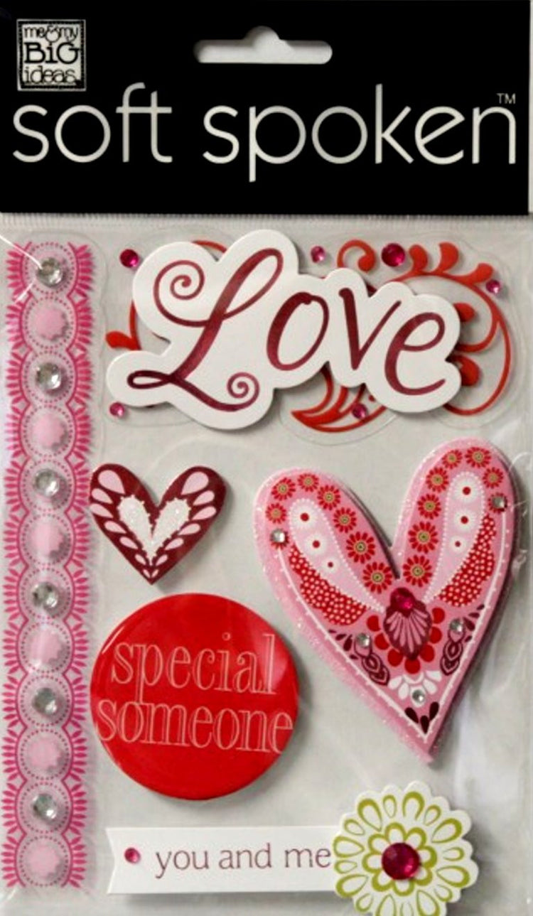 Me & My Big Ideas Soft Spoken Love Dimensional Stickers - SCRAPBOOKFARE