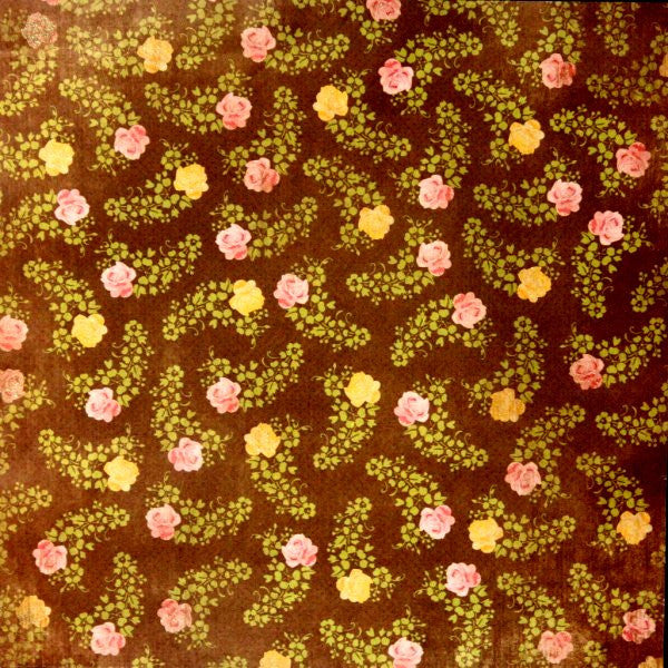 Colorbok 12 x 12 Flea Market Heat Embossed Roses Specialty Flat Scrapbook Paper - SCRAPBOOKFARE