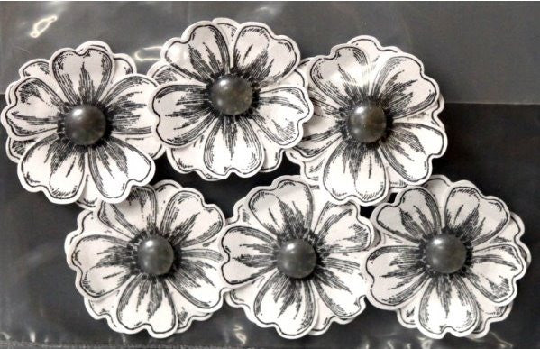 Handmade Blackish/Gray Flowers With Pearls Embellishments - SCRAPBOOKFARE