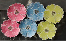 Handmade Blue,Lime and Pink Flowers With Gems Embellishments - SCRAPBOOKFARE