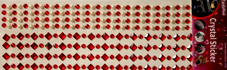Family Maid Self-Adhesive Ruby Red Crystals & Pearls Embellishments - SCRAPBOOKFARE