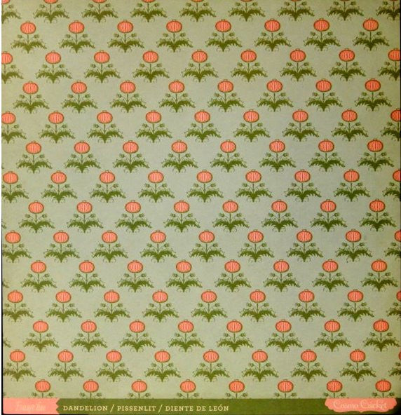 Cosmo Cricket Evangeline Dandelion Double-Sided Flat Floral Designer Scrapbook Paper - SCRAPBOOKFARE