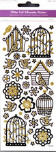 Forever In Time Glitter Foil Silhouette Birds & Cages Scrapbook Stickers - SCRAPBOOKFARE