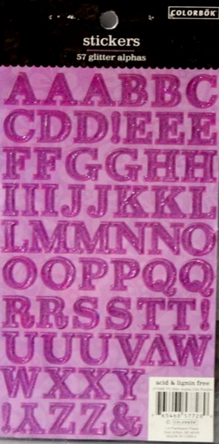 Colorbok Purple Glitter Alphabet Stickers - SCRAPBOOKFARE