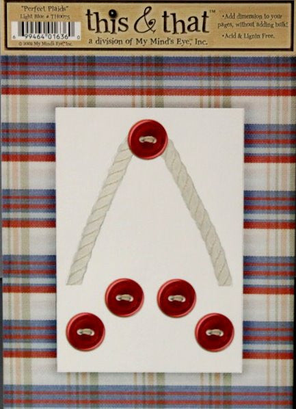 My Mind's Eye This & That Perfect Plaids Light Blue Die-cut Frame & Embellishments - SCRAPBOOKFARE