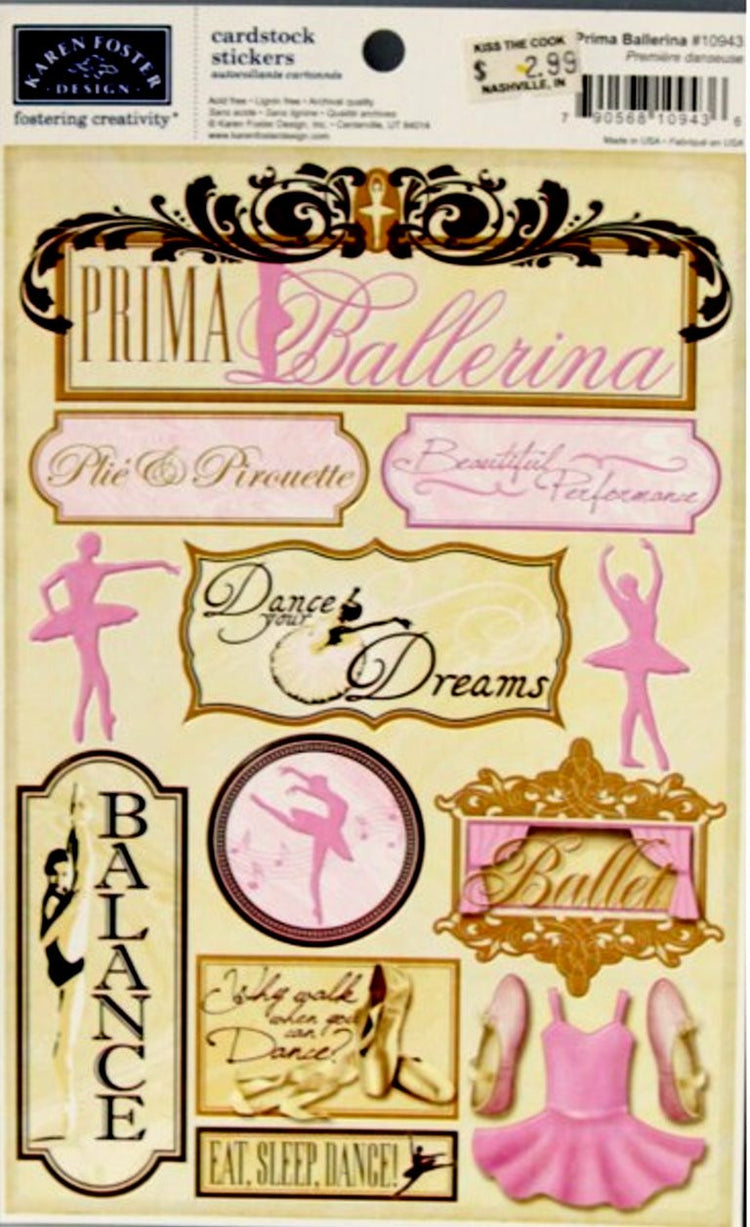 Karen Foster Design Prima Ballerina Cardstock Stickers - SCRAPBOOKFARE