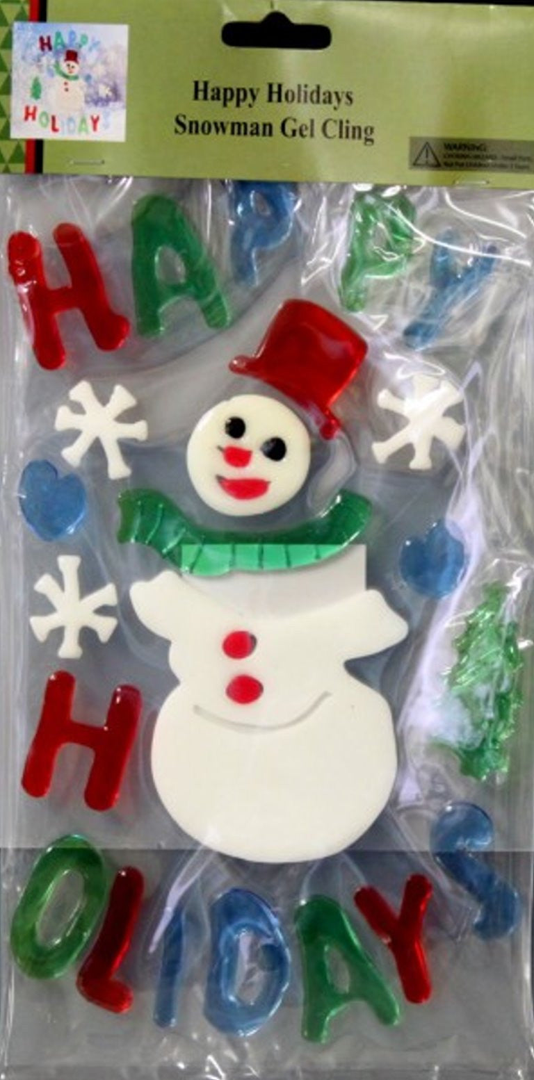 Linx Trade Group Happy Holidays Snowman Gel Cling - SCRAPBOOKFARE