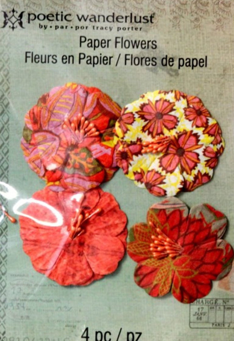 Poetic Wonderlust Tracy Porter Shades Of Orange Paper Flowers - SCRAPBOOKFARE