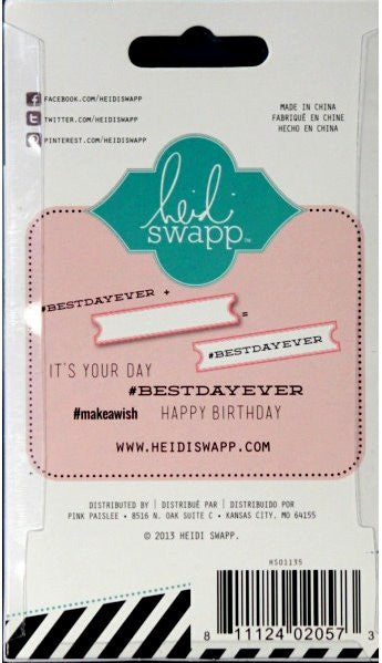 Heidi Swapp Birthday Sentiments Stickers And Rubber Stamp set - SCRAPBOOKFARE
