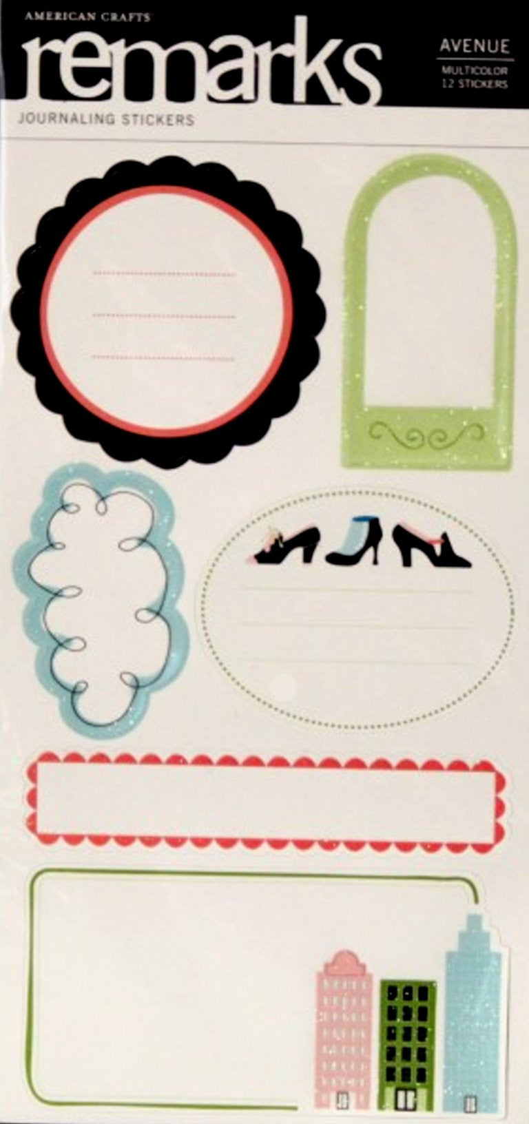 American Crafts Remarks Avenue Glitter Journaling Stickers - SCRAPBOOKFARE