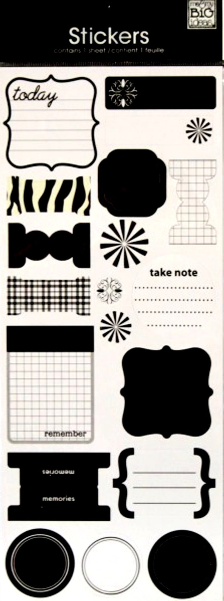 Me & My Big Ideas Steph's Labels Black And White Journaling Stickers - SCRAPBOOKFARE