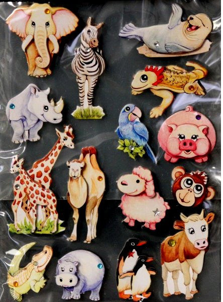 Special Moments Dimensional Bling Animals Chipboard Embellishments Stickers