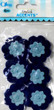 Offray Stylish Accents Shades of Blue Stitched Flowers Embellishments - SCRAPBOOKFARE