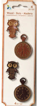 Momenta Wood Owls & Time Pieces Embellishments - SCRAPBOOKFARE