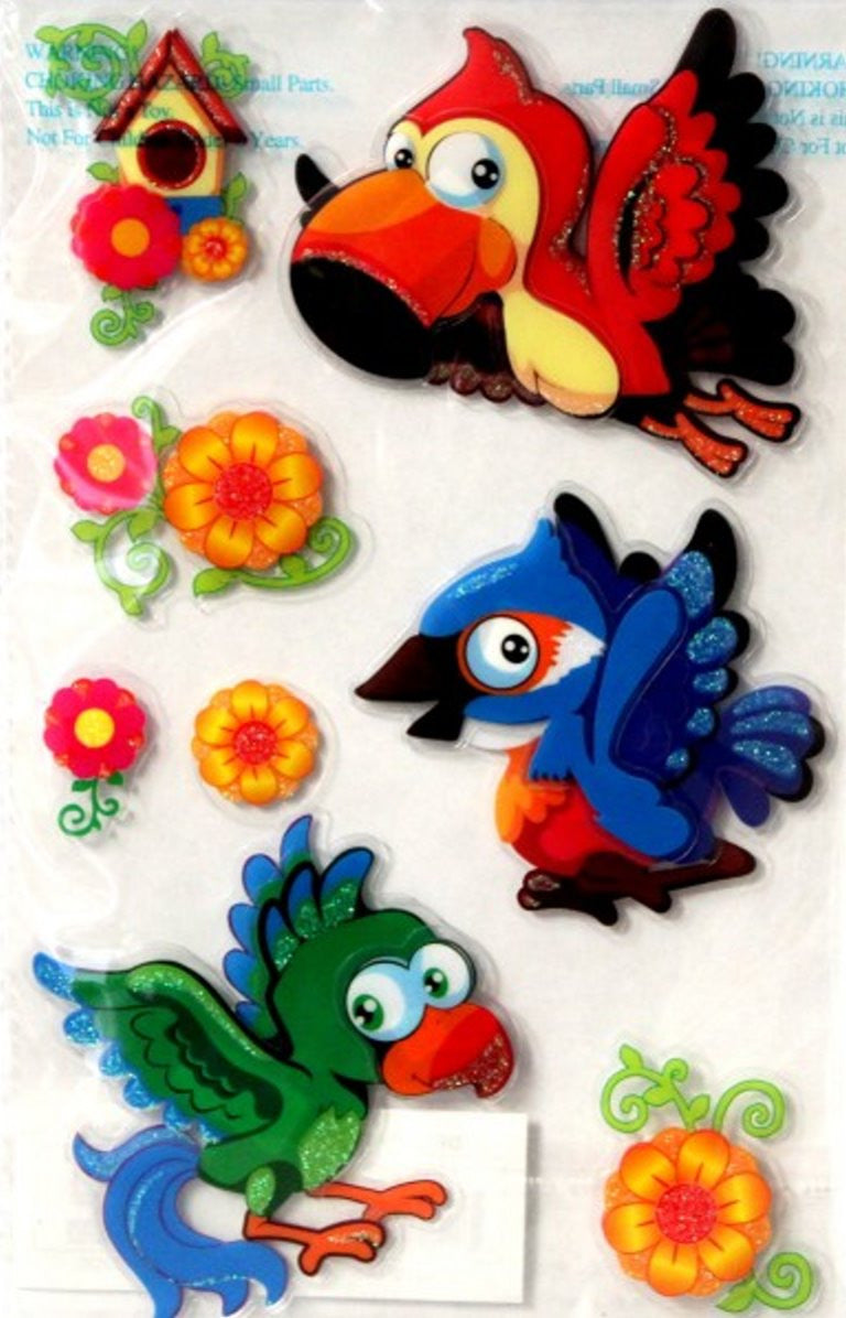 Vivamerica Handmade Dimensional Glitter & Acetate Bird Friends Stickers