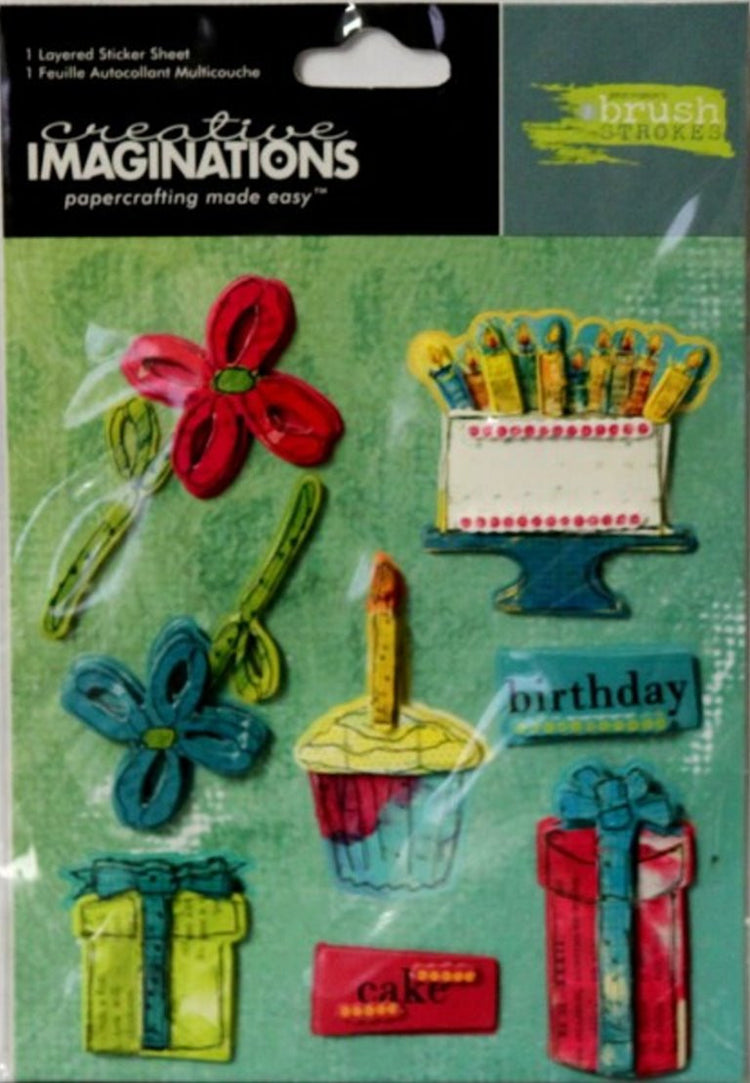 Creative Imaginations Piece of Cake Dimensional Birthday Stickers - SCRAPBOOKFARE