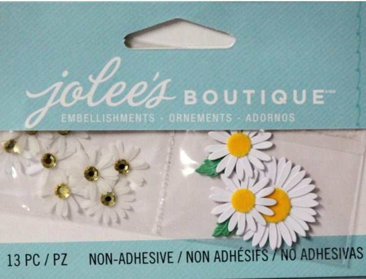 EK Success Jolee's Boutique Mini White Daisies Embellishments Pack - SCRAPBOOKFARE