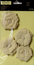 Recollections Handmade Tan Linen Adhesive Flowers Embellishments - SCRAPBOOKFARE