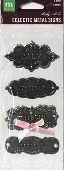 Making Memories Baby Eclectic Metal Signs Embellishments - SCRAPBOOKFARE