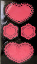 Special Moments Clear Pink Heart Lace Doily Stickers