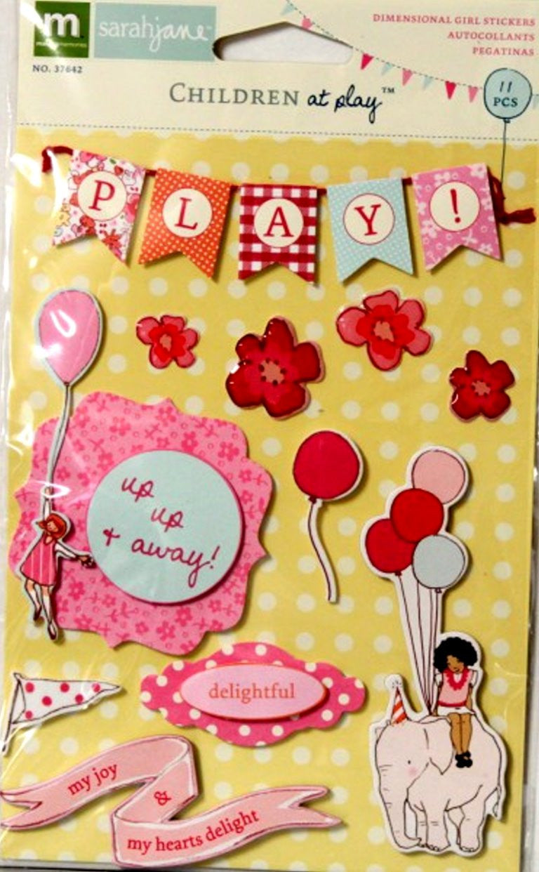 Making Memories Sarah Jane Children At Play Girl Dimensional Stickers - SCRAPBOOKFARE