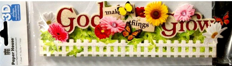 Paper House God Makes Things Grow Dimensional 3-D Stickers - SCRAPBOOKFARE