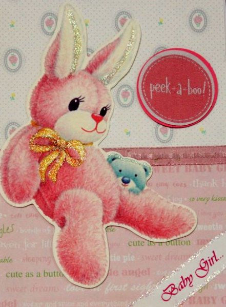 Scrapbookfare Peek A Boo Baby Girl Handmade Dimensional Greeting Card