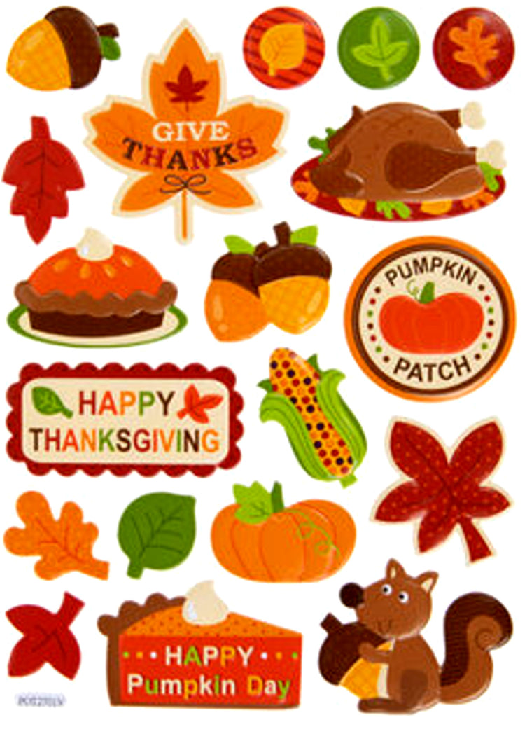 The Paper Studio Give Thanks Fall Icons Dimensional Stickers