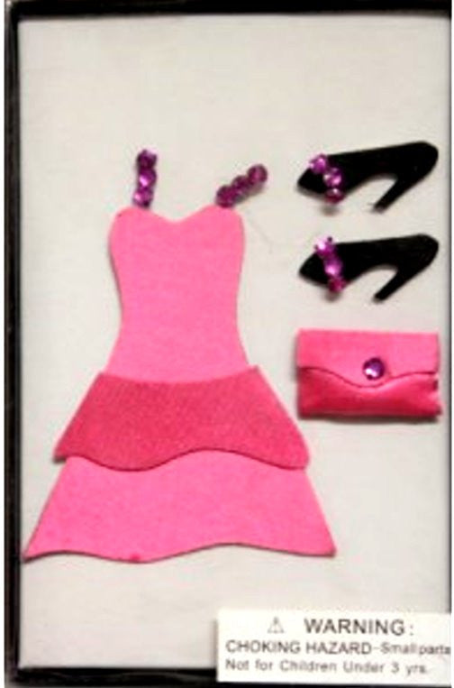 Formal Pink Dress Dimensional Scrapbook Stickers - SCRAPBOOKFARE